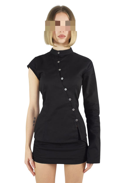 ALTER EGO Asymmetric Button-Up Jacket with Straight Collar  image 0