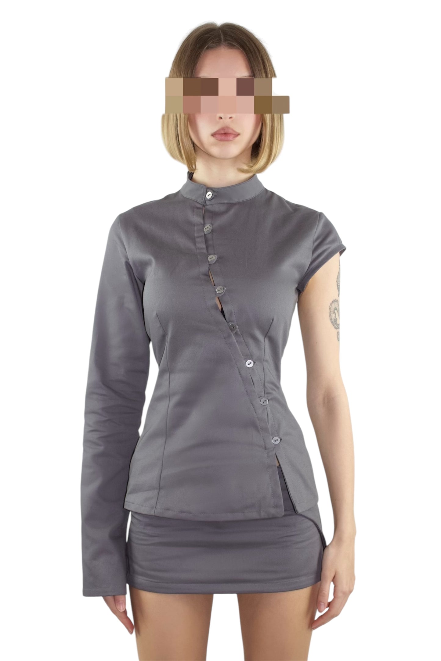 ALTER EGO Asymmetric Button-Up Jacket with Straight Collar image 0