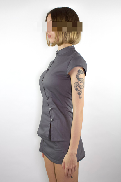 ALTER EGO Asymmetric Button-Up Jacket with Straight Collar image 2
