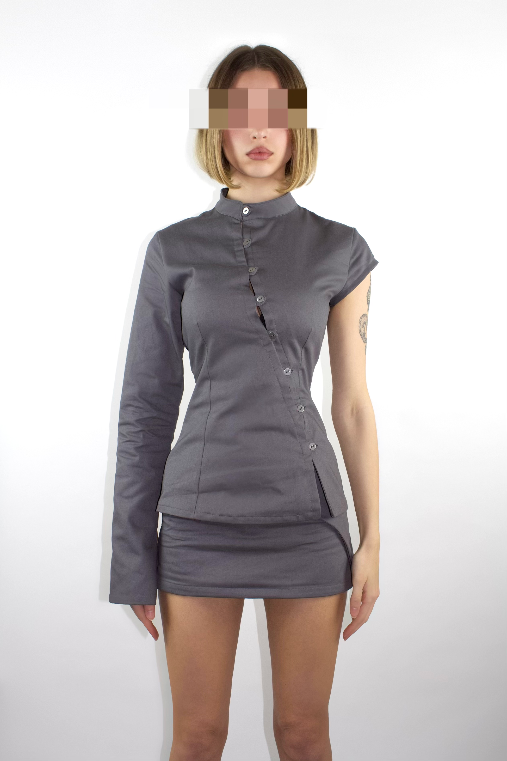 ALTER EGO Asymmetric Button-Up Jacket with Straight Collar image 5