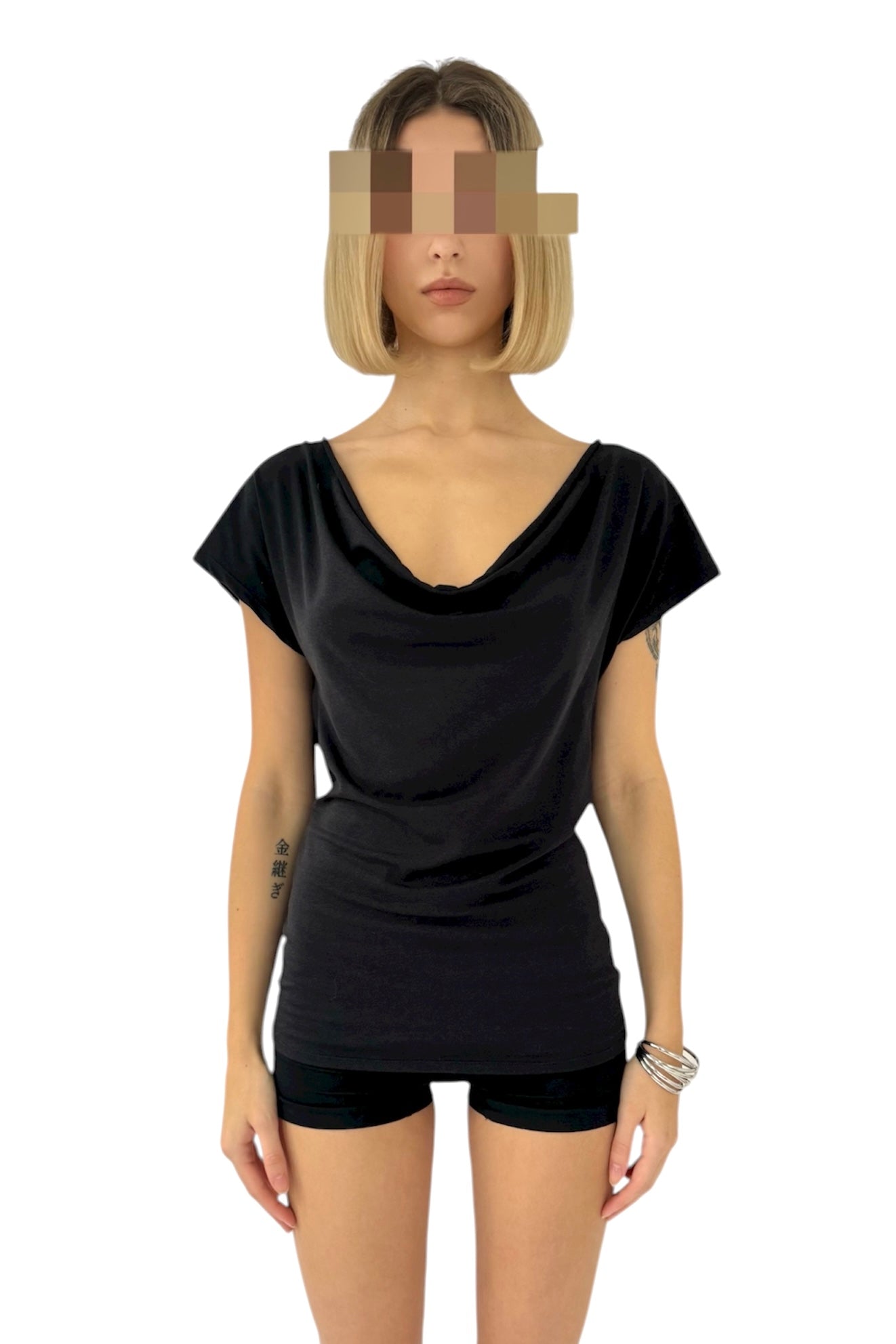MOTION Cowl Neck & Cowl Back Reversible Top - Black