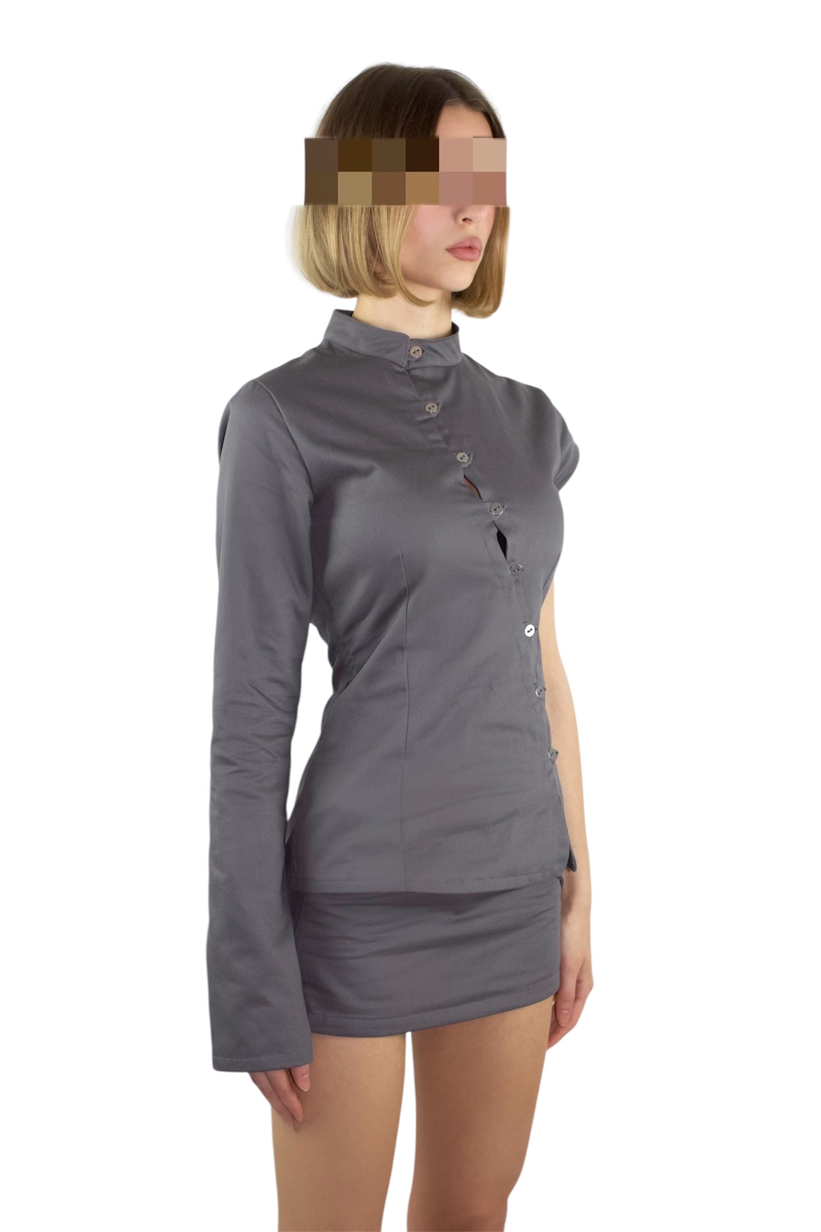 ALTER EGO Asymmetric Button-Up Jacket with Straight Collar image 1