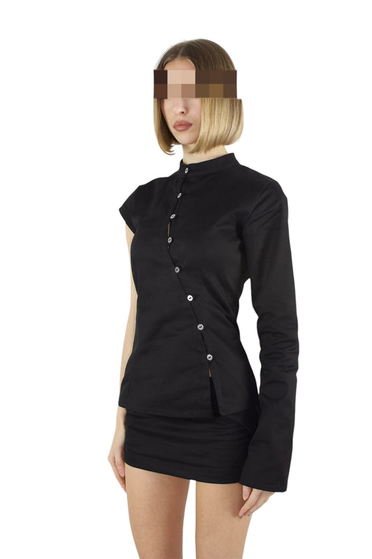 ALTER EGO Asymmetric Button-Up Jacket with Straight Collar  image 1